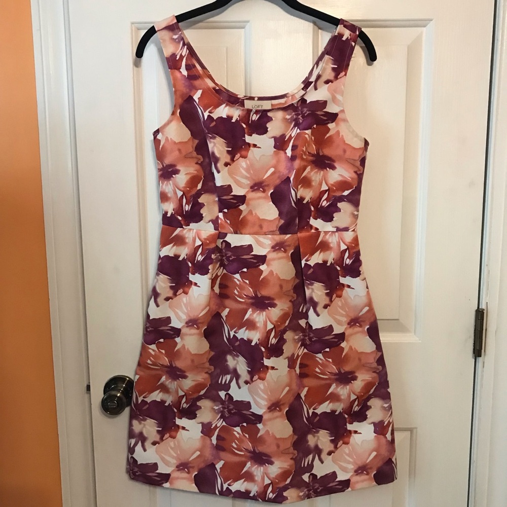 LOFT floral sleeveless dress with pockets